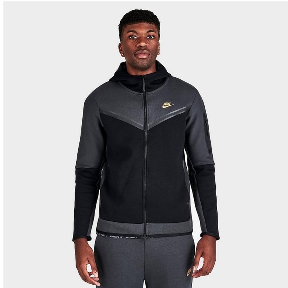 Nike Sportswear Tech Fleece 2-piece Hoodie/Joggers - Smoke grey/metallic gold - Picture 2 of 14
